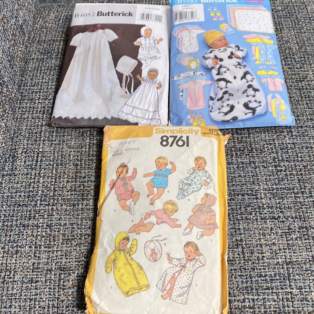 Three Patterns for Babies’ Clothing, Multiple Sizes